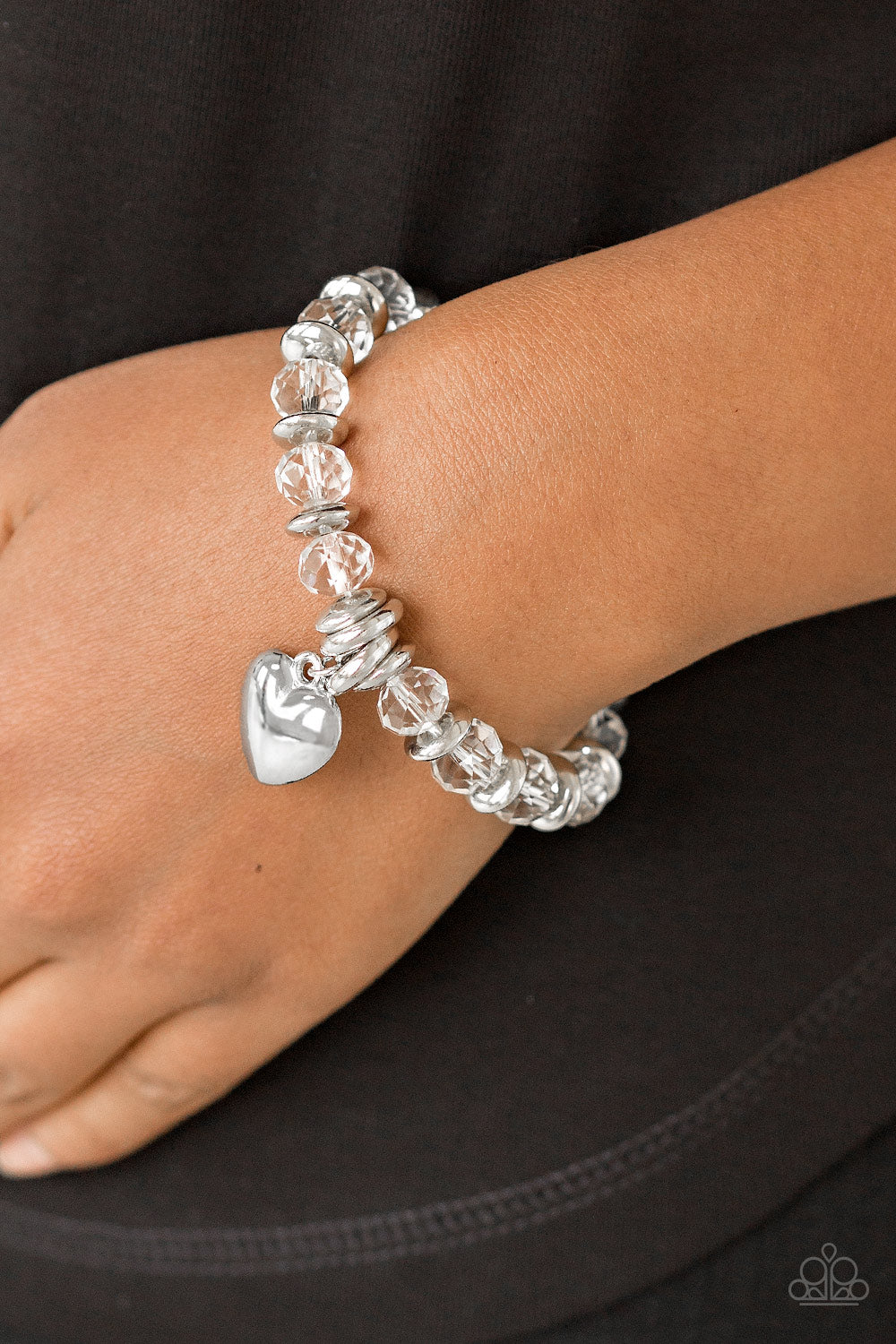 Paparazzi Need I Say Amour? White Stretch Bracelet - P9WH-WTXX-157XX