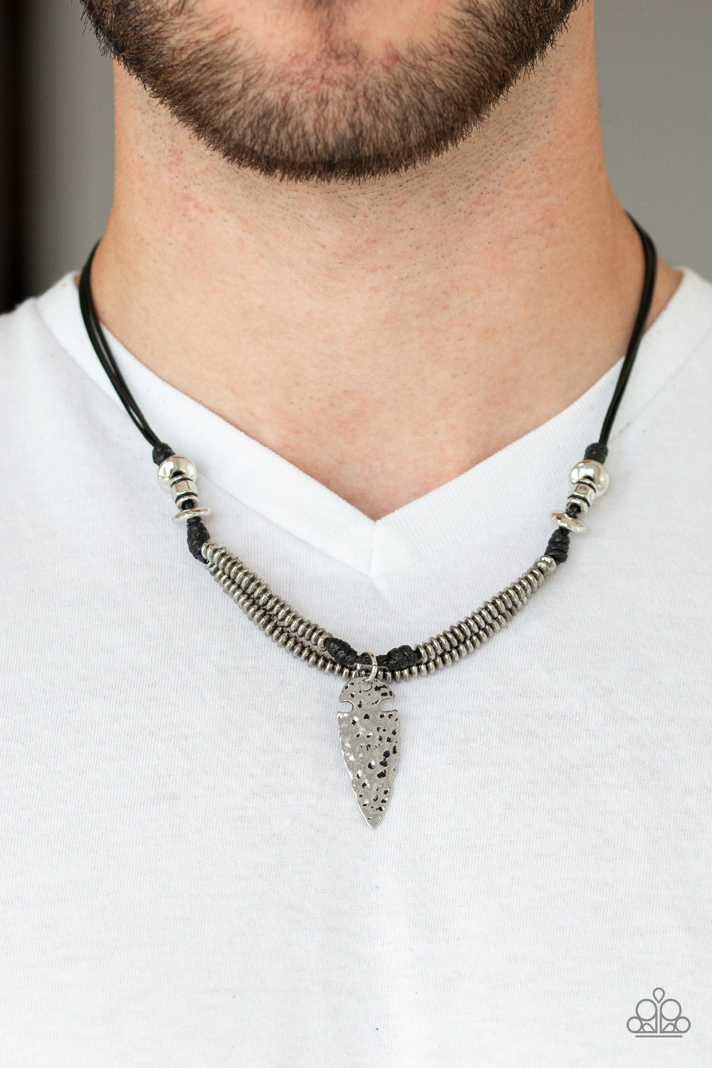 Paparazzi Off With His ARROWHEAD Black Men's Short Necklace