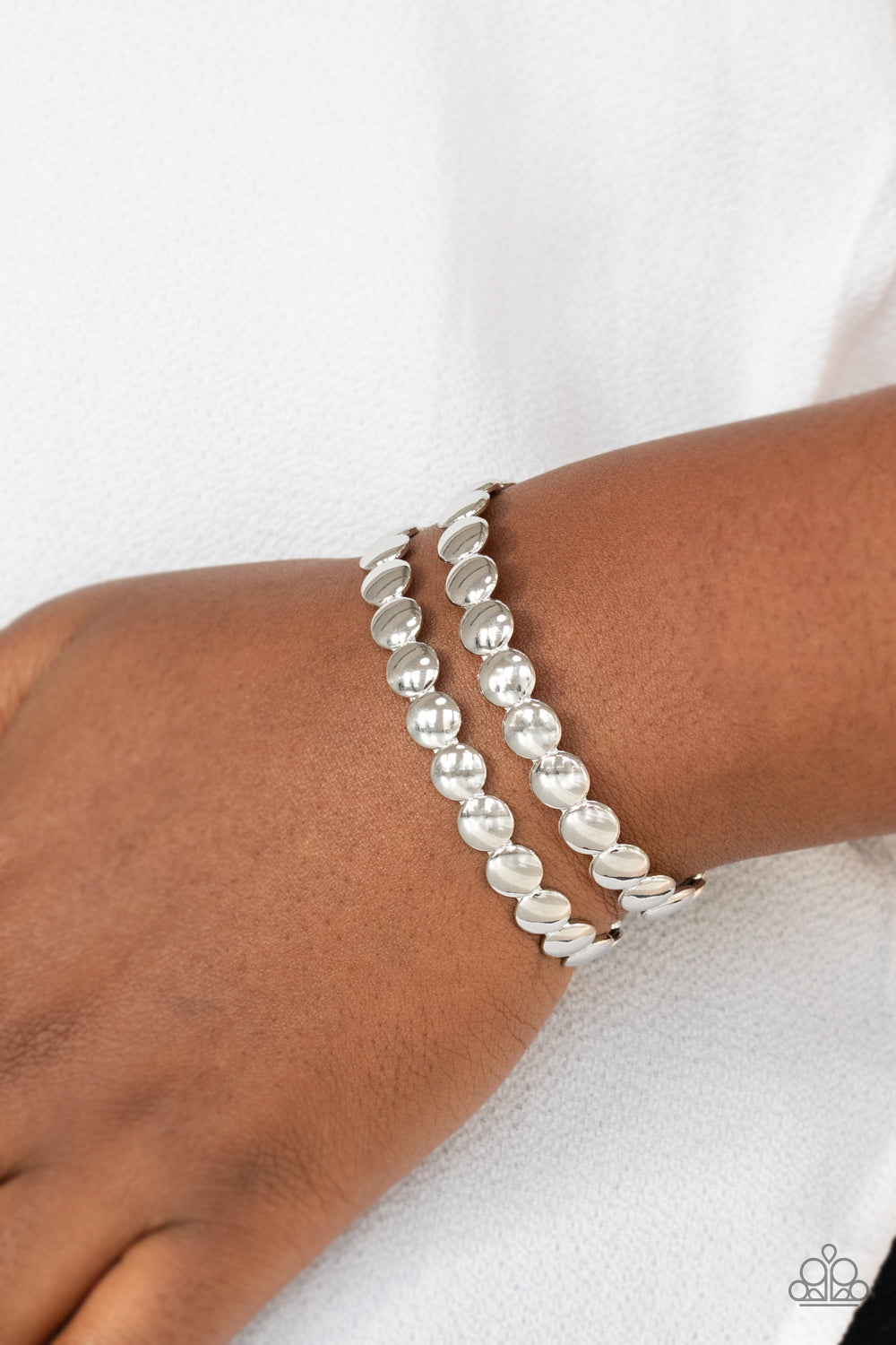 Paparazzi On The Spot Shimmer Silver Cuff Bracelet
