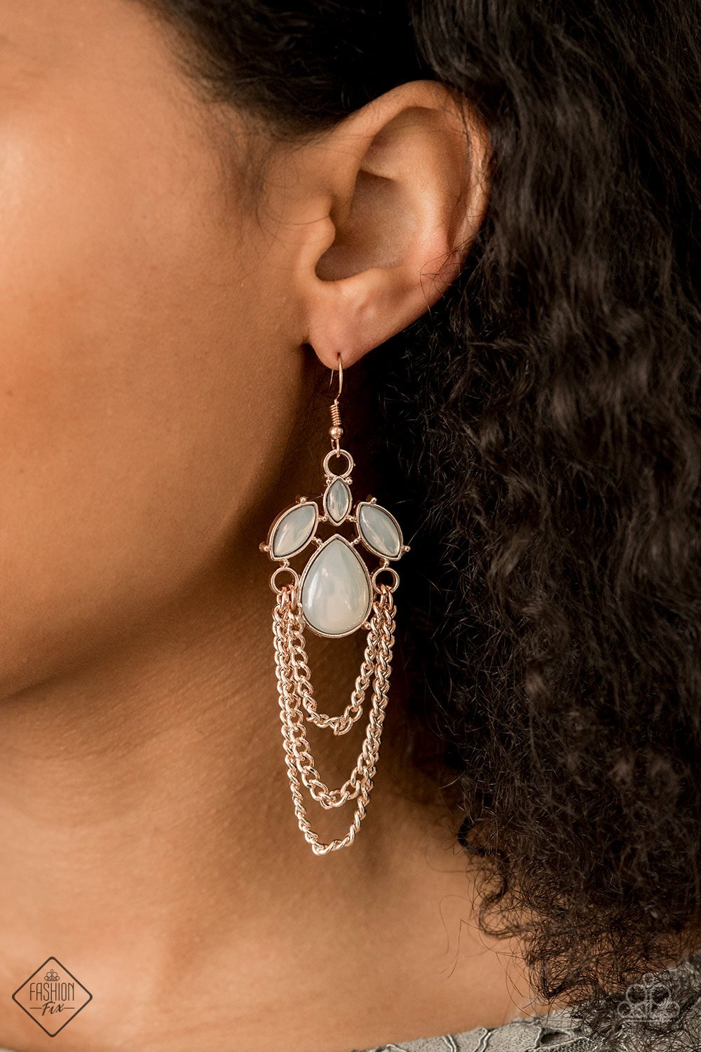 Paparazzi Opalescence Essence Rose Gold Fishhook Earrings - Fashion Fix Glimpses of Malibu March 2020