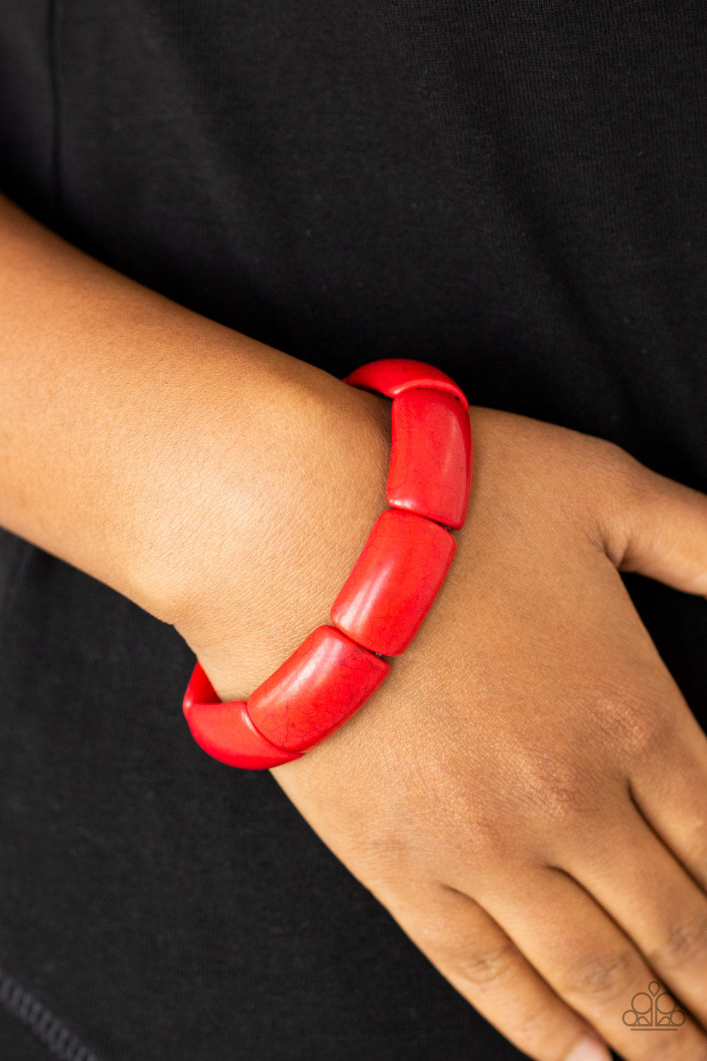 Paparazzi Peace Out Red Stone Stretch Bracelet - P9SE-RDXX-139XX