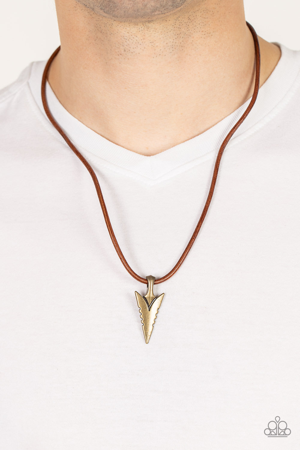 Paparazzi Pharaoh's Arrow Brass Men's Short Necklace - P2MN-URBR-020XX
