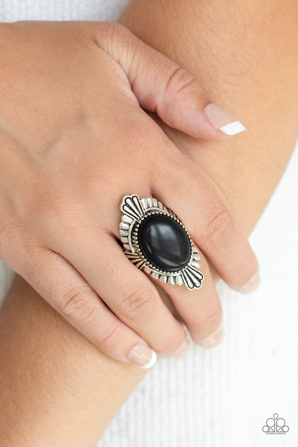 Paparazzi Pioneer Party Black Stone Ring - P4SE-BKXX-096XX