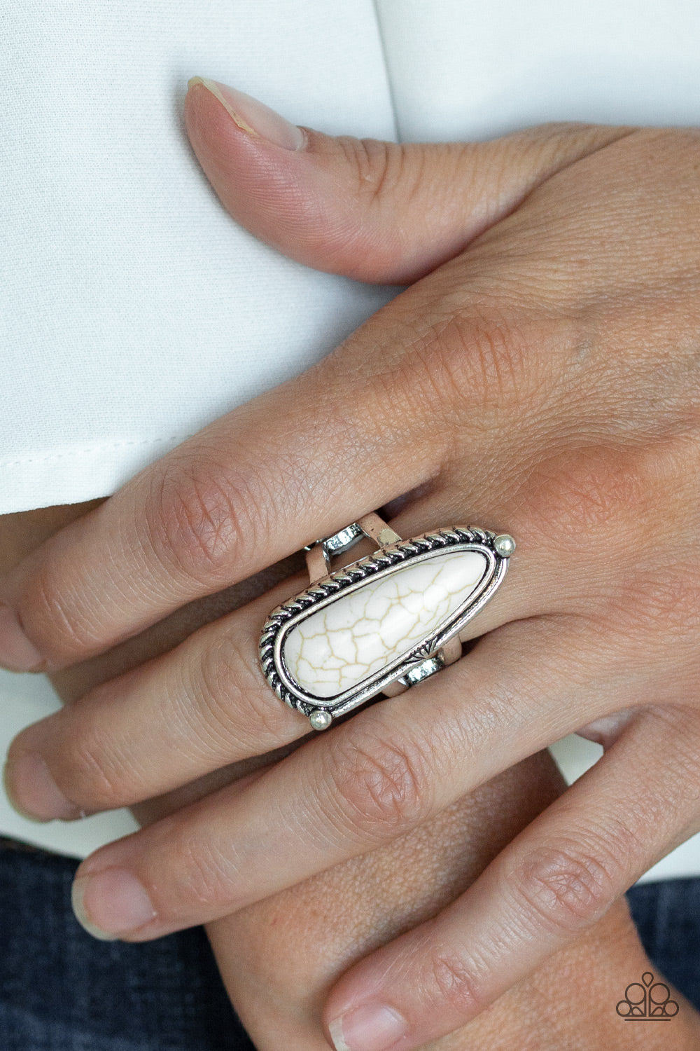 Paparazzi Pioneer Plains White Stone Ring