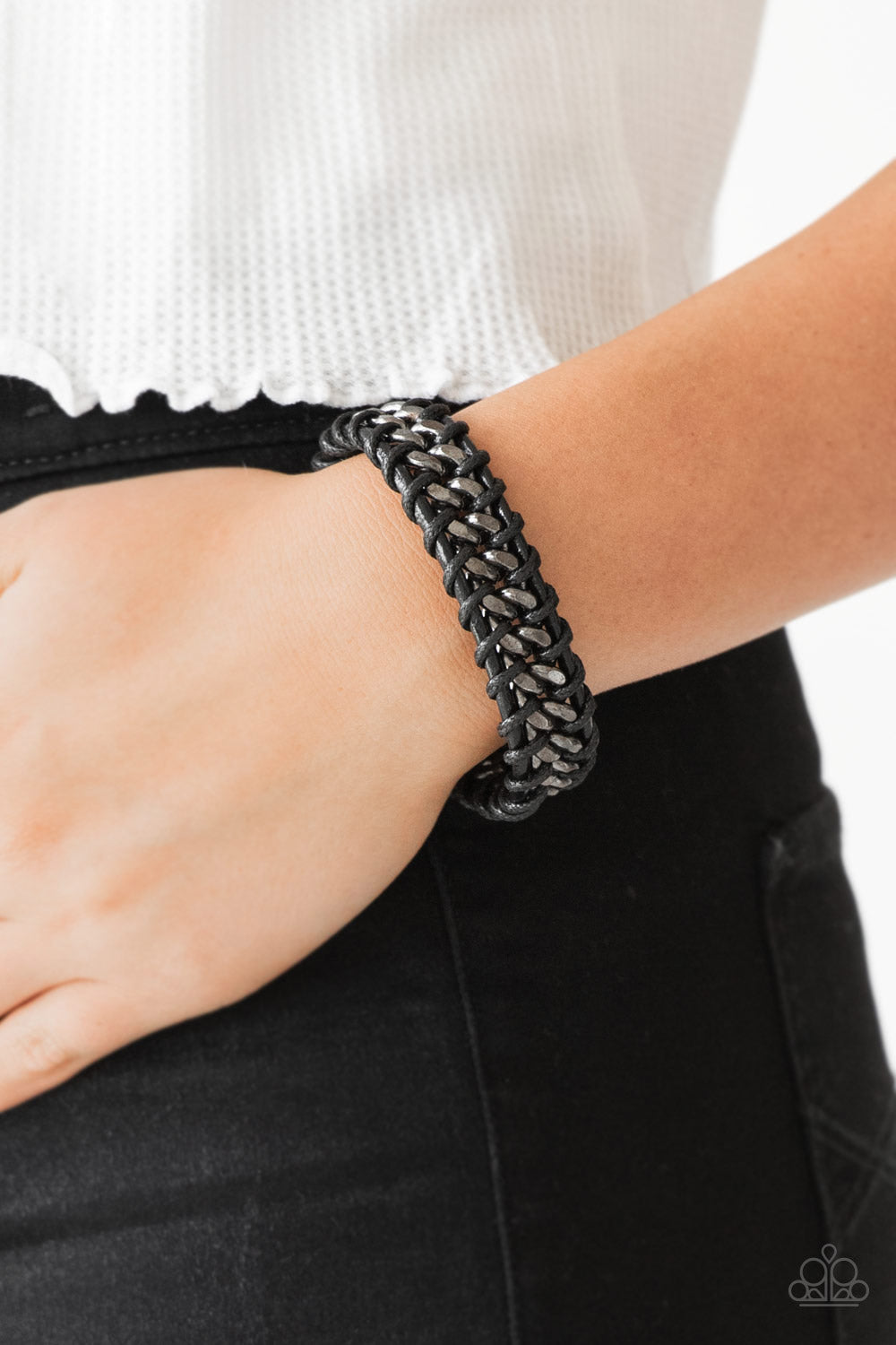 Paparazzi Racer Edge Black Sliding Knot Bracelet