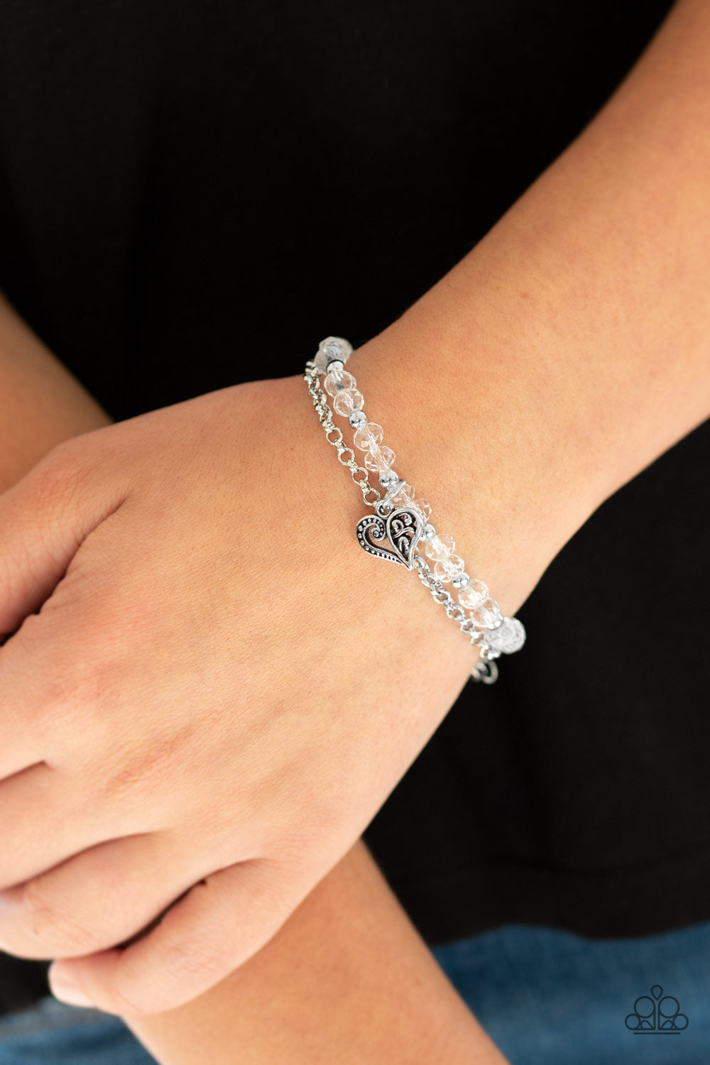 Paparazzi Rare Romance White Clasp Bracelet - P9RE-WTXX-284XX