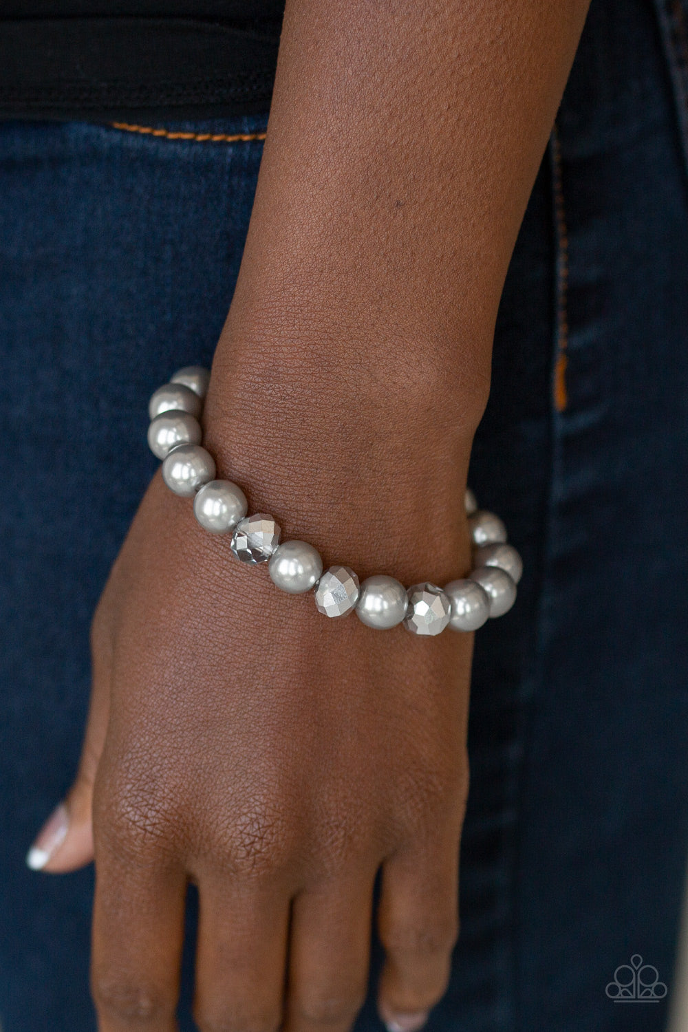 Paparazzi Really Resplendent Silver Stretch Bracelet