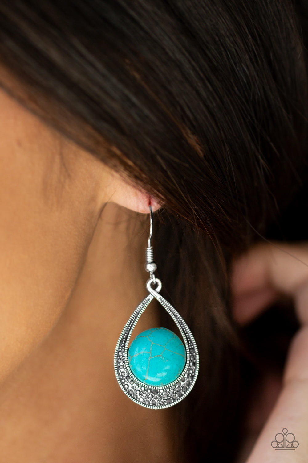 Paparazzi Richly Rio Rancho Blue Stone Fishhook Earrings