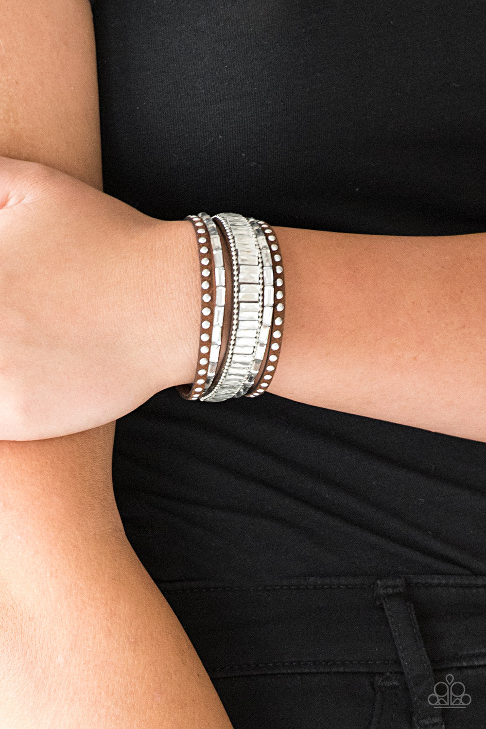 Paparazzi Rock Star Rocker Brown Single Wrap Snap Bracelet