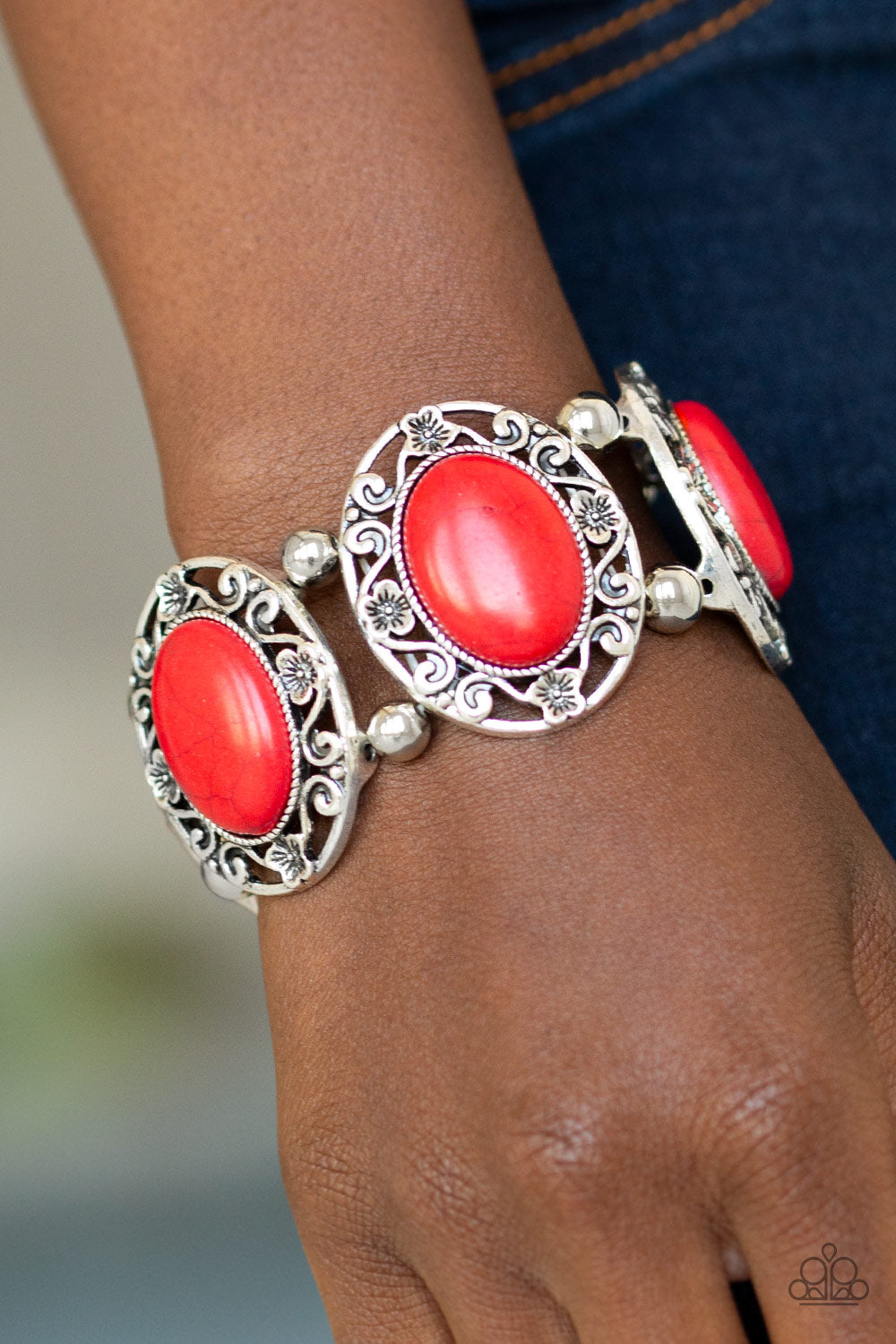 Paparazzi Rodeo Rancho Red Stone Stretch Bracelet