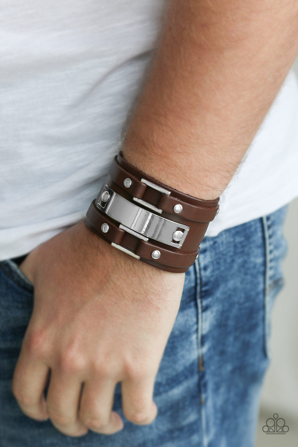 Paparazzi Rural Ranger Brown Men's Single Wrap Snap Bracelet