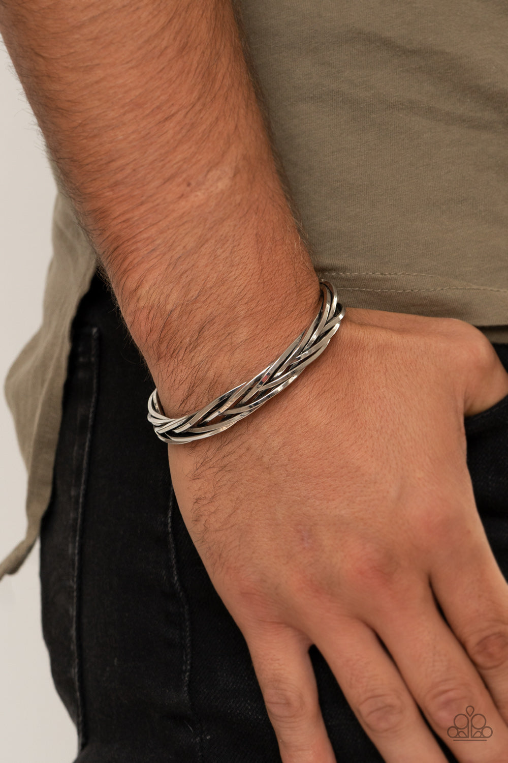 Paparazzi Rustic Reveler Silver Men's Cuff Bracelet