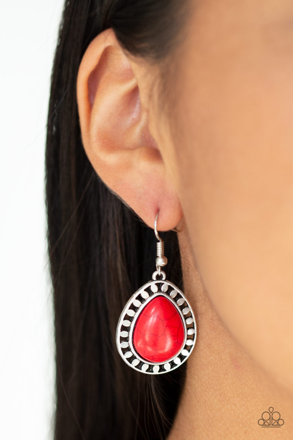 Paparazzi Sahara Serenity Red Stone Fishhook Earrings