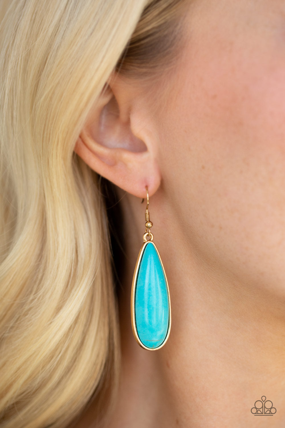 Paparazzi Santa Fe Skies Gold Stone Fishhook Earrings