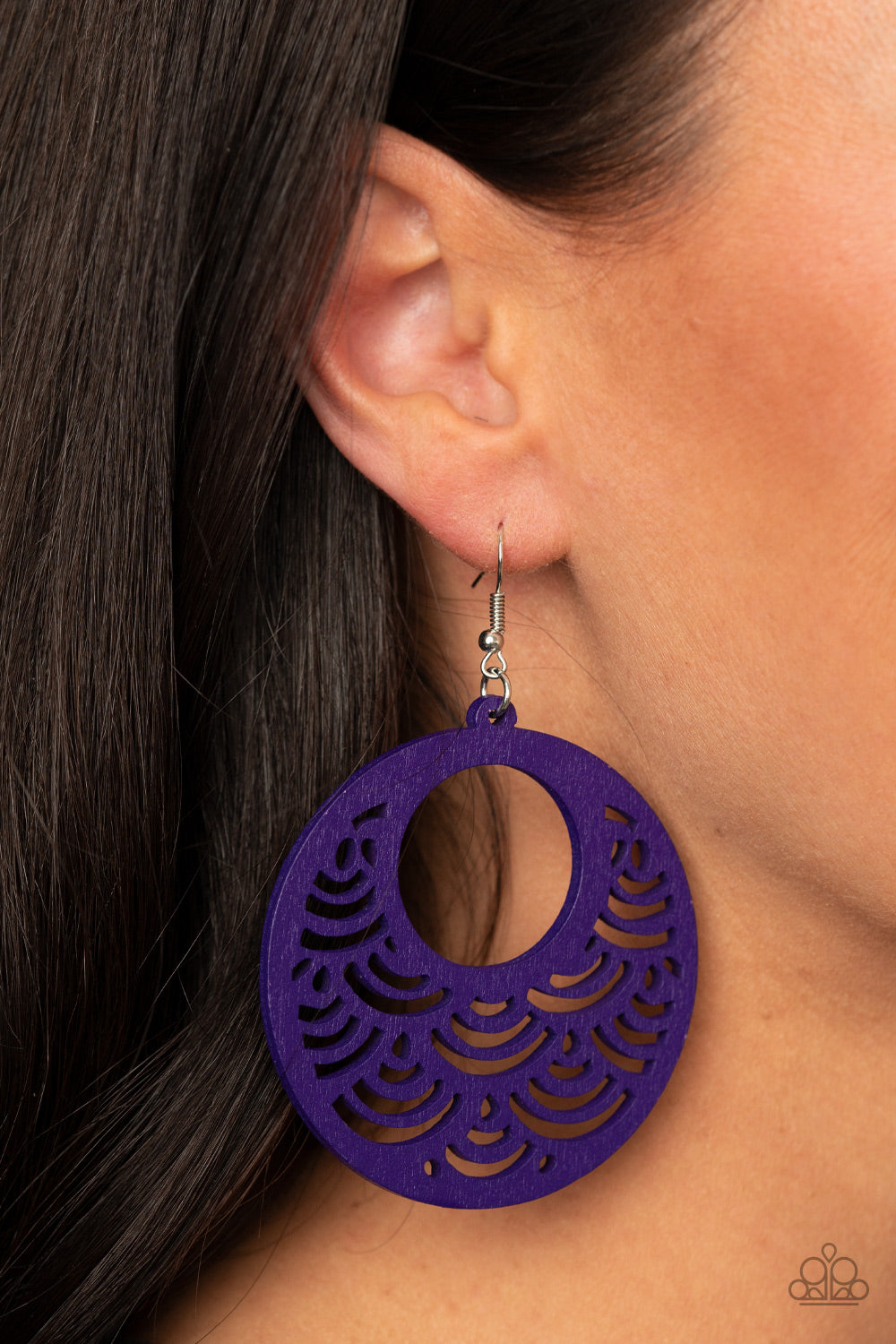 Paparazzi SEA Le Vie! Purple Wood Fishhook Earrings