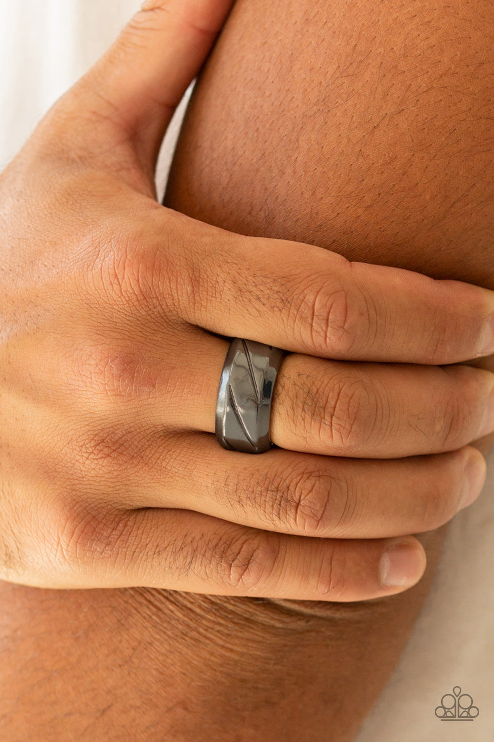 Paparazzi Sideswiped Black Men's Ring - P4MN-URBK-012XX