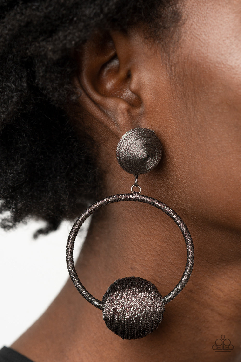 Paparazzi Social Sphere Black Post Earrings - Life of the Party April 2021