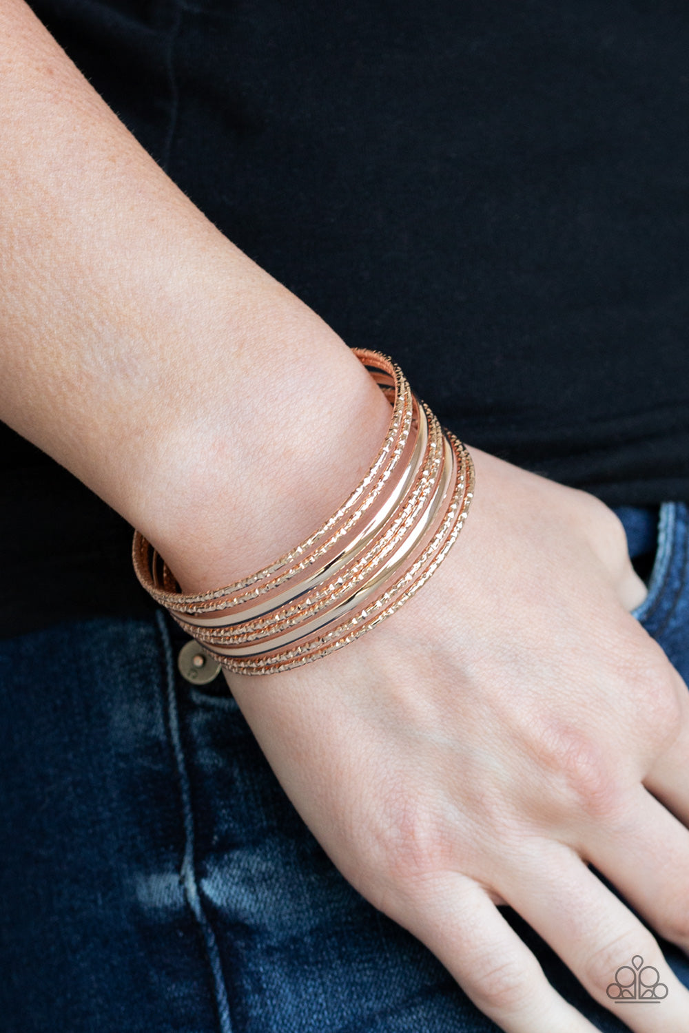 Paparazzi Stack Shack Rose Gold Cuff Bracelet - P9BA-GDRS-063XX