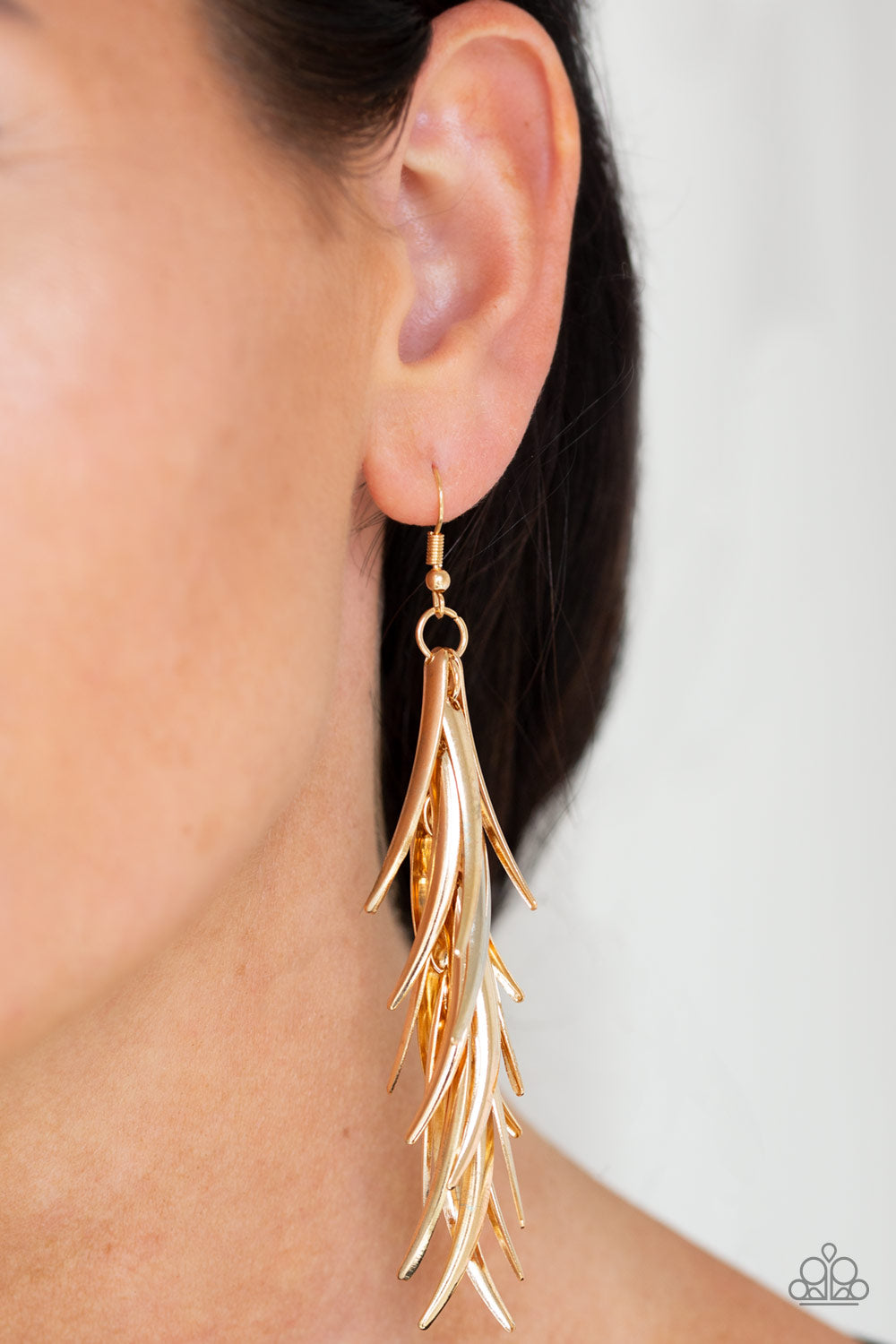 Paparazzi Tasseled Talons Gold Fishhook Earrings