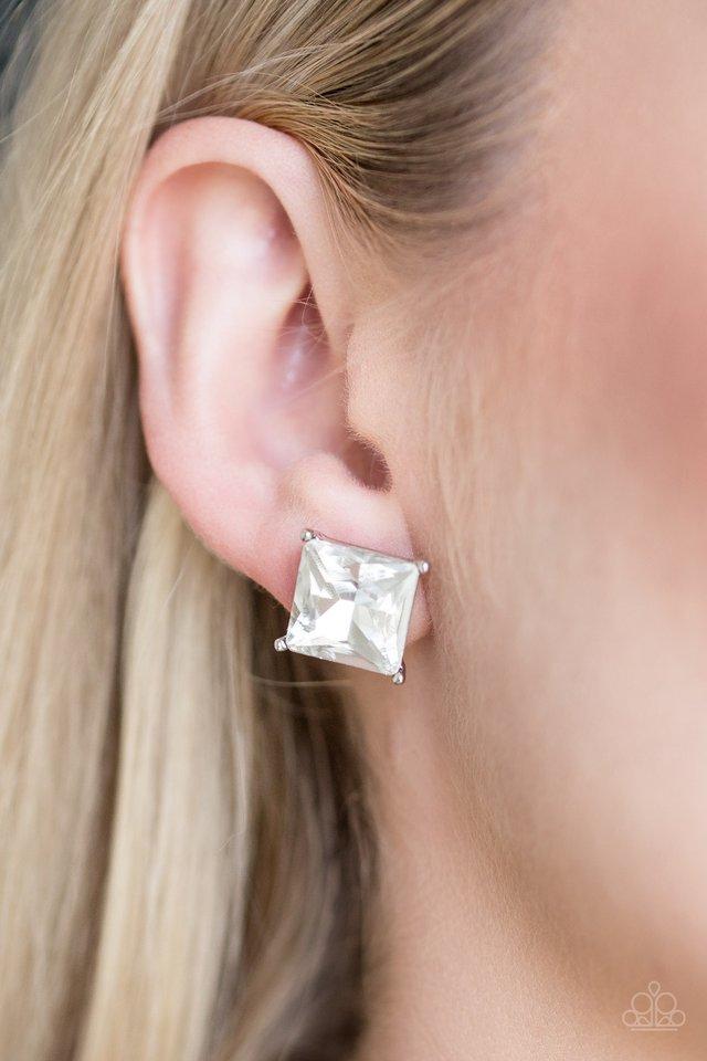 Paparazzi The Big Bang White Post Earrings