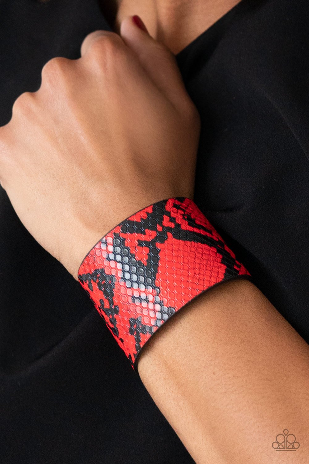 Paparazzi The Rest Is HISS-tory Red Single Wrap Snap Bracelet