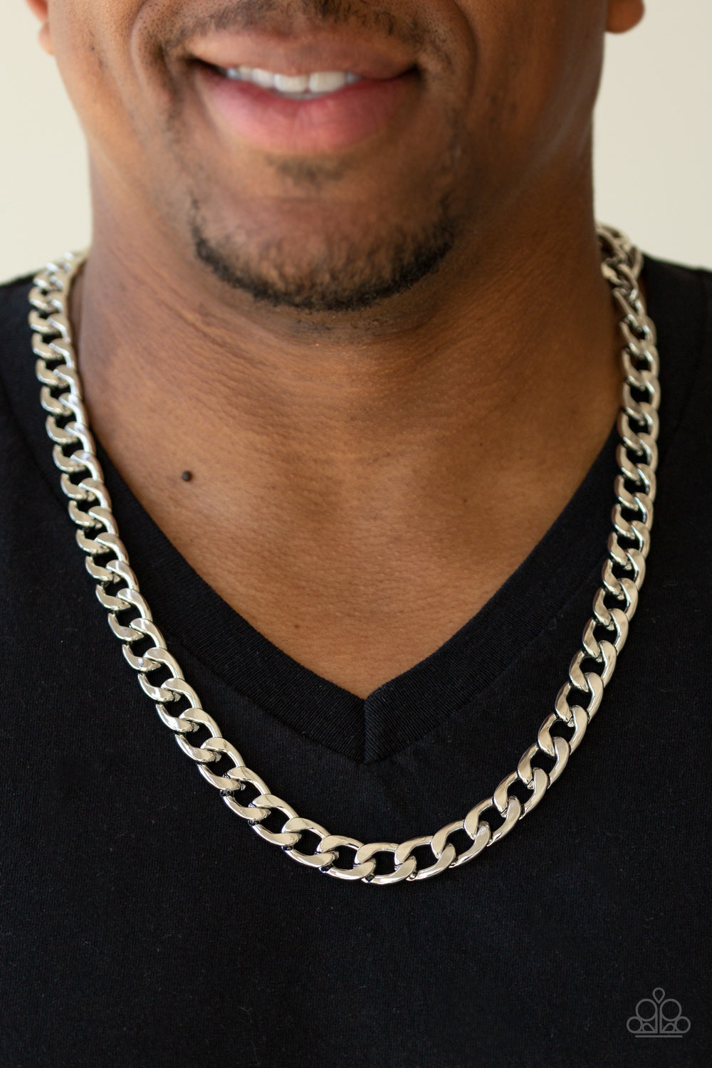 Paparazzi The Underdog Silver Men's Short Necklace - P2MN-URSV-027XX