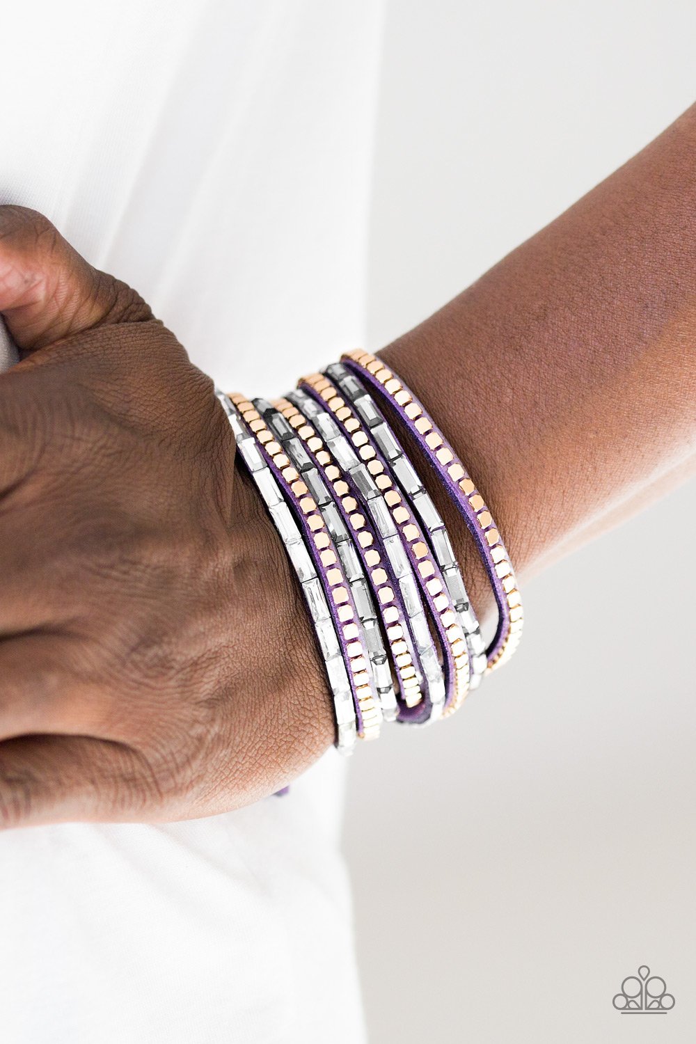 Paparazzi This Time With Attitude Purple Double Wrap Snap Bracelet - P9DI-URPR-029XX