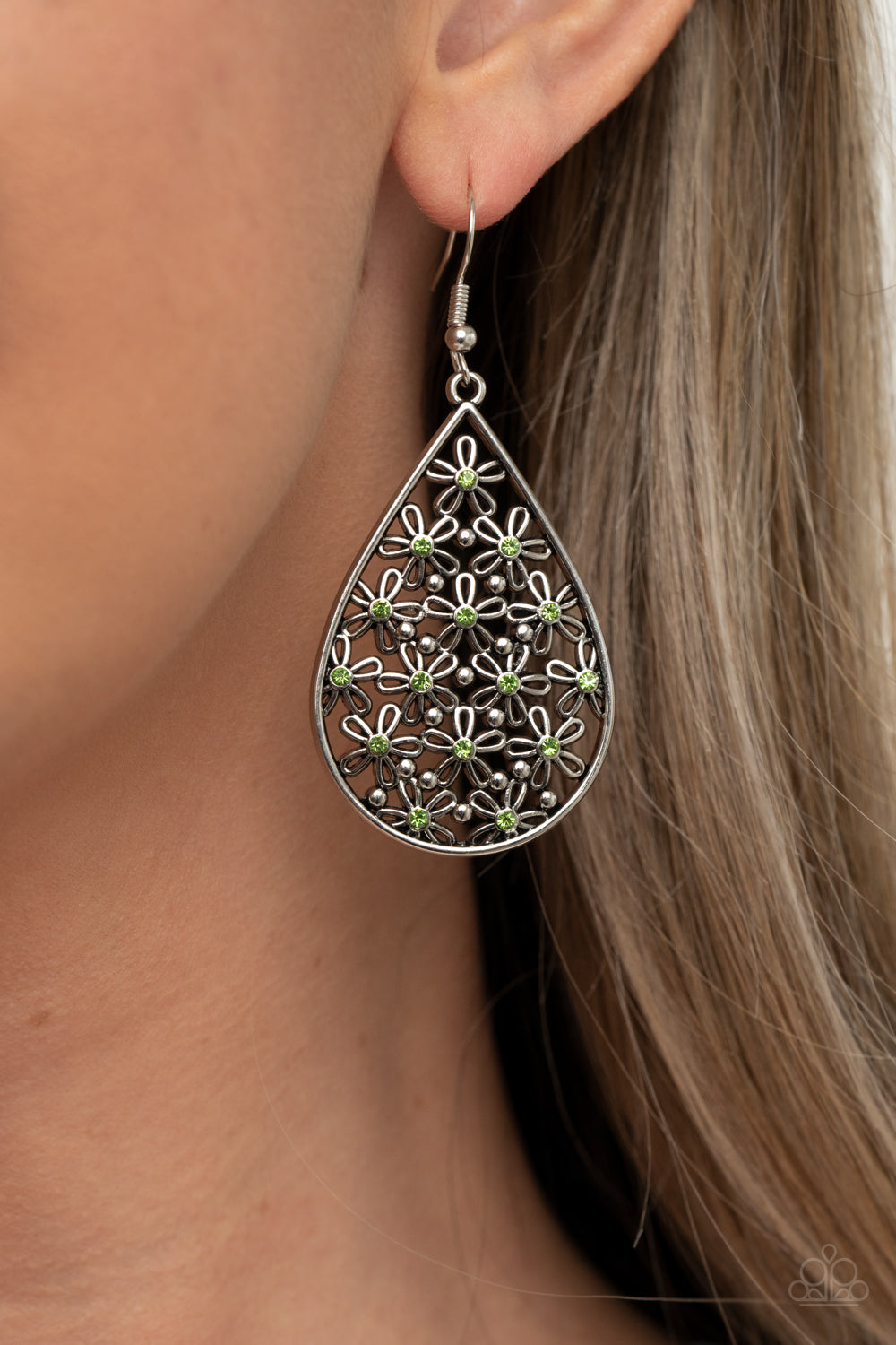 Paparazzi Tick, Tick, BLOOM! Green Fishhook Earrings - P5WH-GRXX-240XX