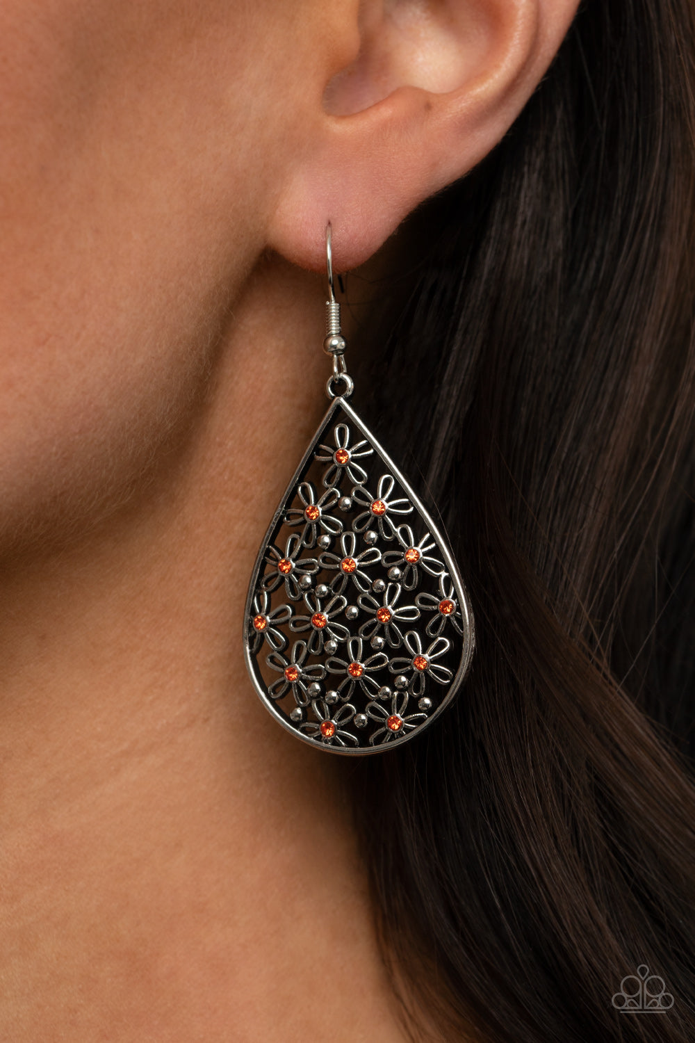 Paparazzi Tick, Tick, BLOOM! Orange Fishhook Earrings