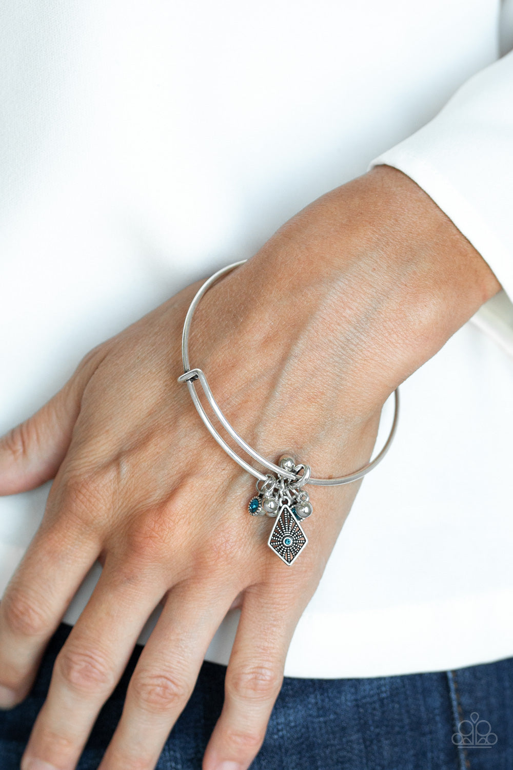 Paparazzi Treasure Charms Blue Bangle Bracelet