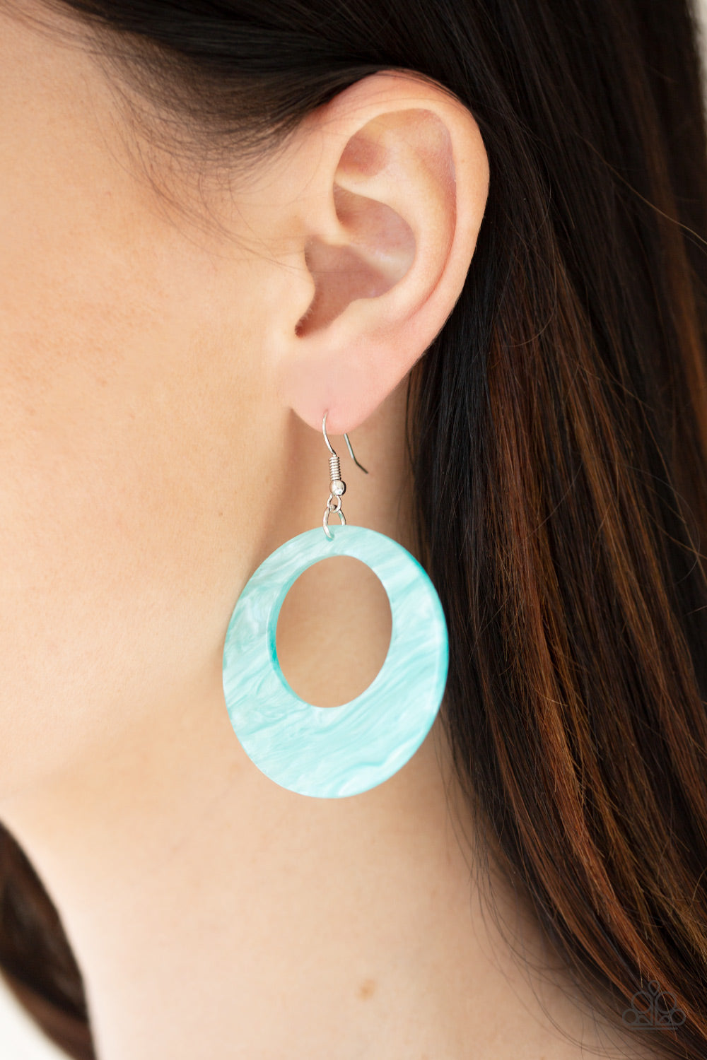 Paparazzi Tropical Trailblazer Blue Acrylic Fishhook Earrings