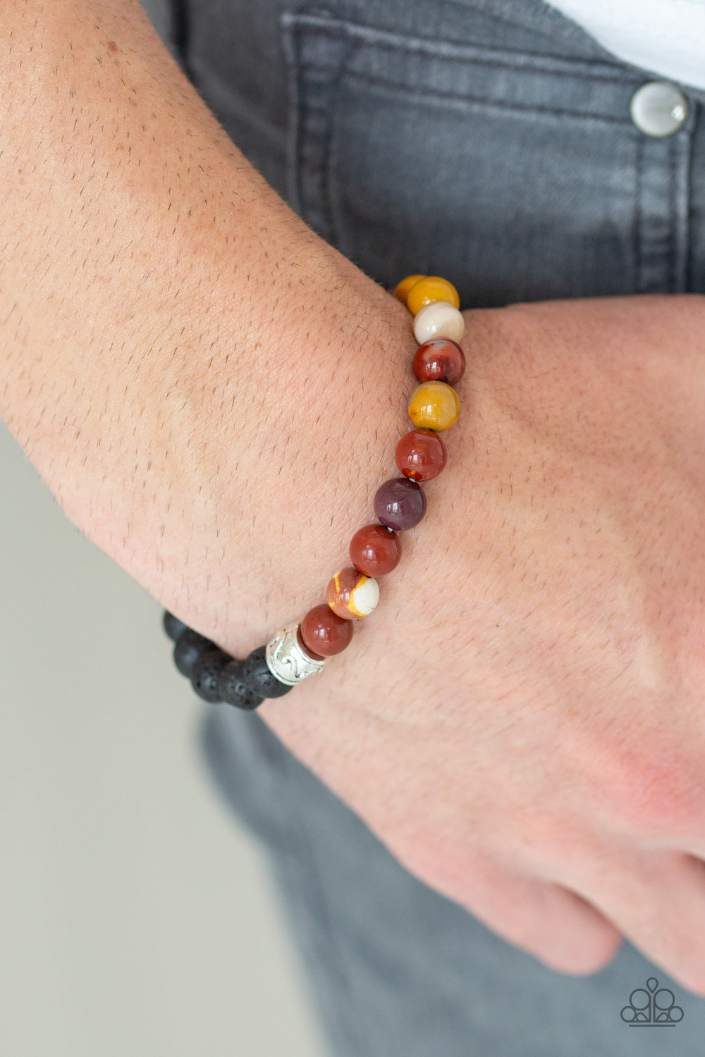 Paparazzi Tuned In Yellow Lava Rock Stretch Bracelet - P9SE-URYW-092XX