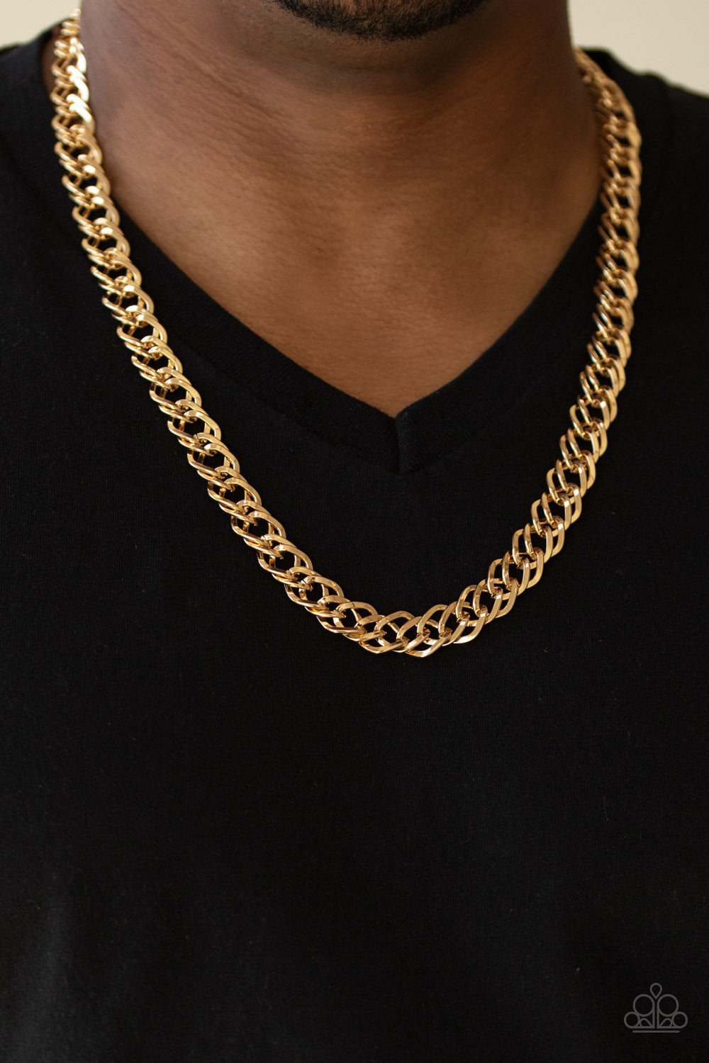 Paparazzi Undefeated Gold Men's Long Necklace