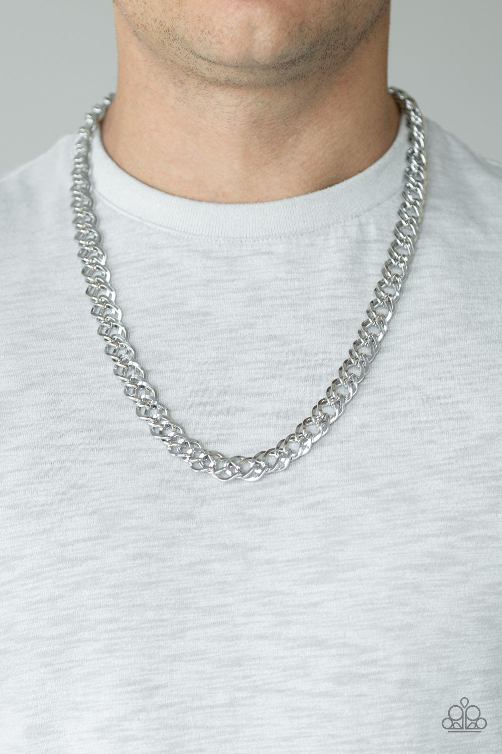 Paparazzi Undefeated Silver Men's Long Necklace - P2MN-URSV-011XX
