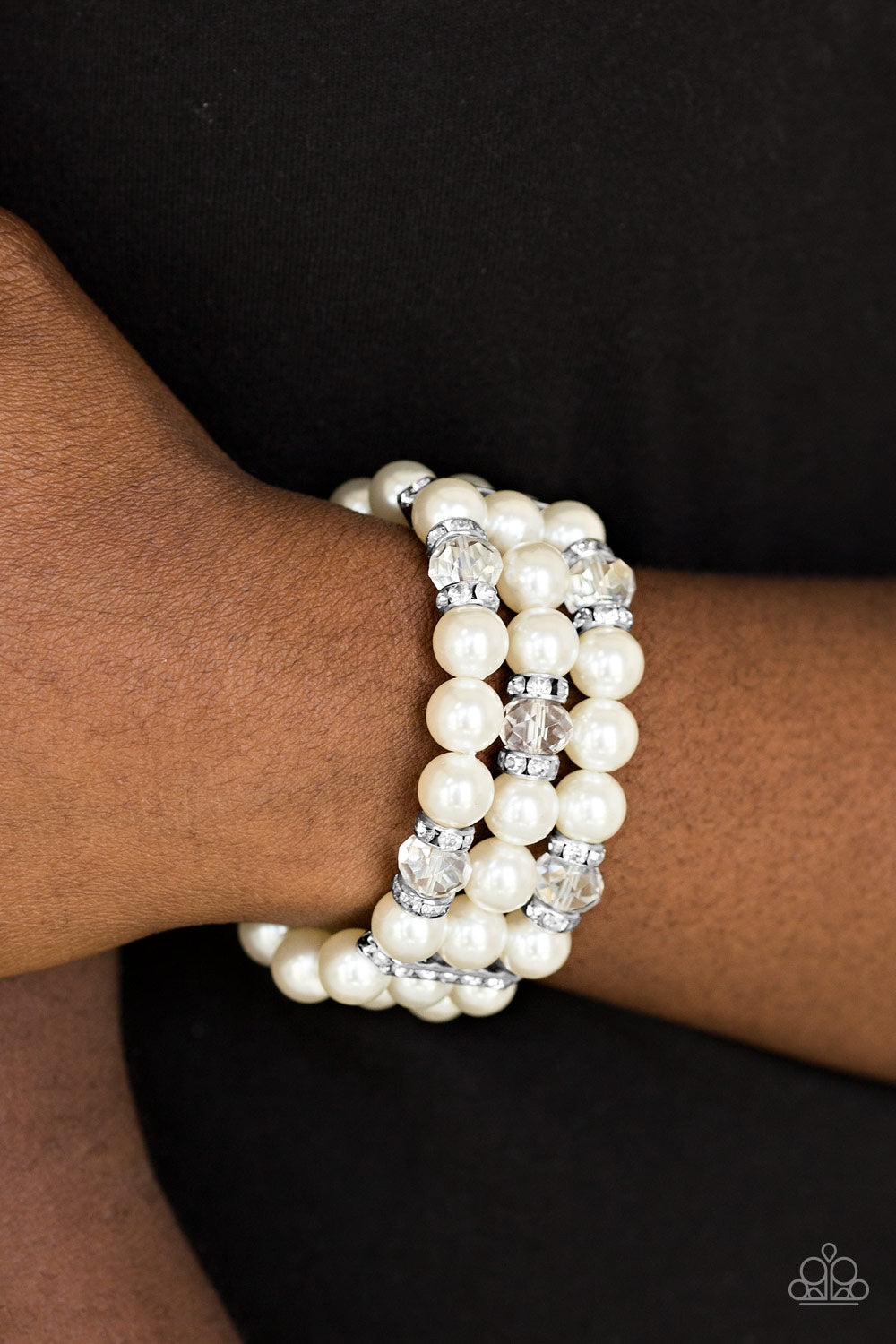 Paparazzi Undeniably Dapper White Stretch Bracelet