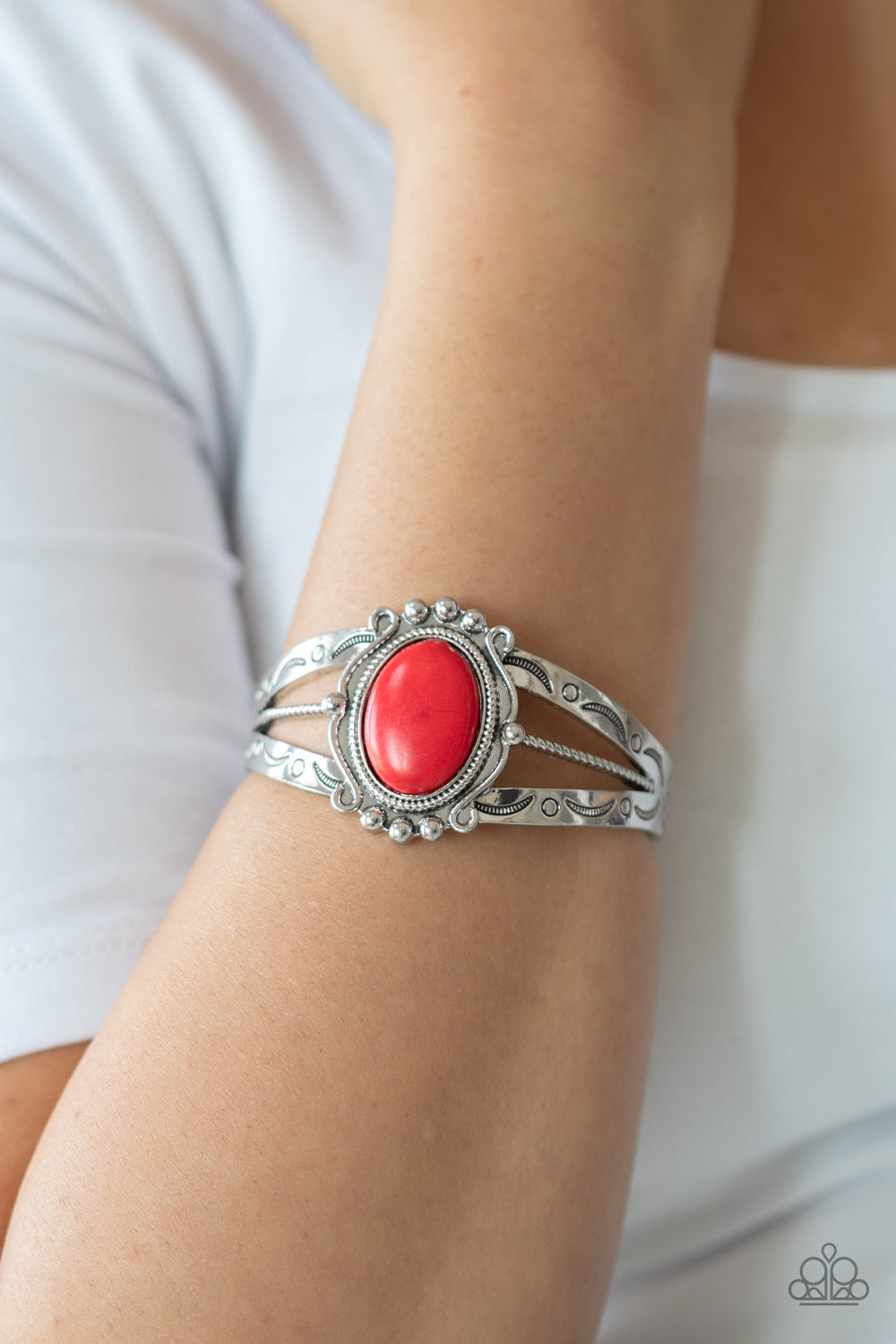 Paparazzi Very Terra-torial Red Stone Cuff Bracelet
