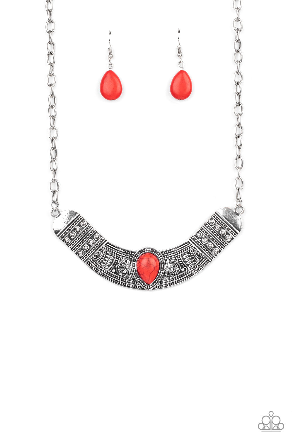 Paparazzi red crackle deals necklace