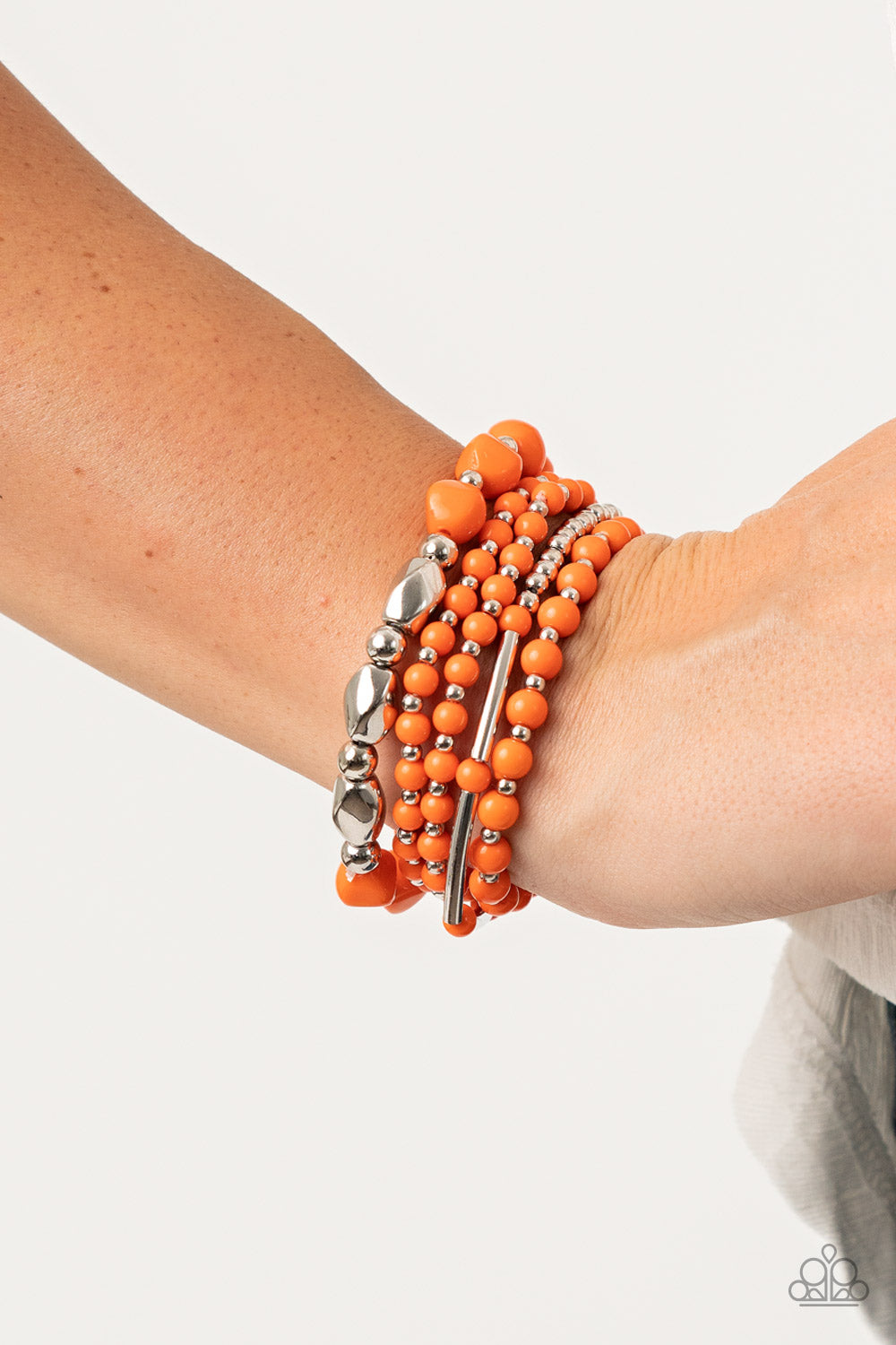 Paparazzi Vibrantly Vintage Orange Stretch Bracelet