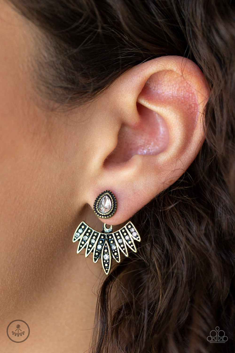 Paparazzi Wing Fling Brass Jacket Post Earrings