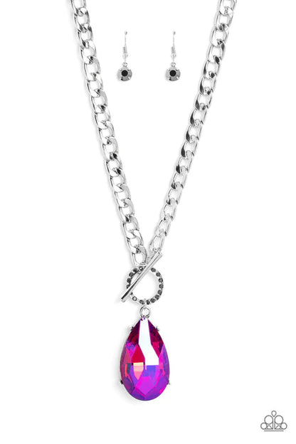 Paparazzi Edgy Exaggeration Pink Toggle Necklace - Life Of The Party May 2023 - P2ED-PKXX-052XX