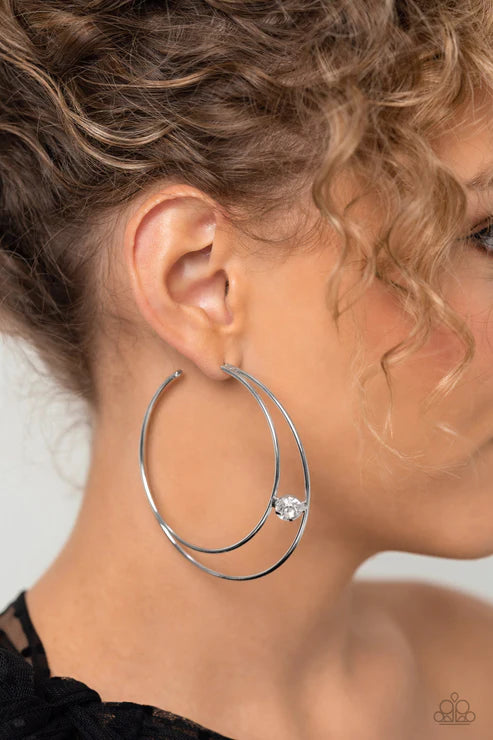 Paparazzi Theater HOOP White Post Hoop Earrings - Life of the Party May 2023 - P5HO-WTXX-147XX