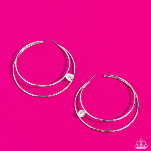 Paparazzi Theater HOOP White Post Hoop Earrings - Life of the Party May 2023 - P5HO-WTXX-147XX