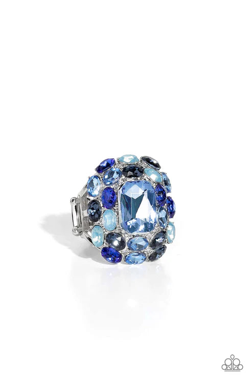 Paparazzi Perfectly Park Avenue Blue Ring - Life Of The Party May 2023 - P4RE-BLXX-205XX