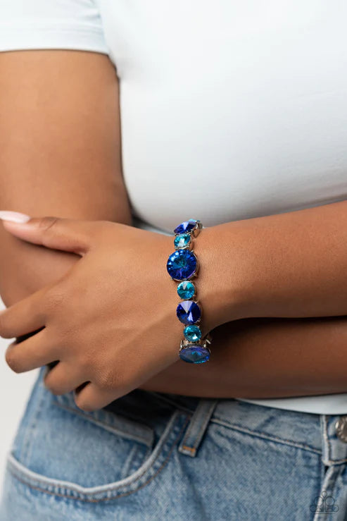 Paparazzi Refreshing Radiance Blue Stretch Bracelet - Life Of The Party August 2023 - P9ST-BLXX-038XX