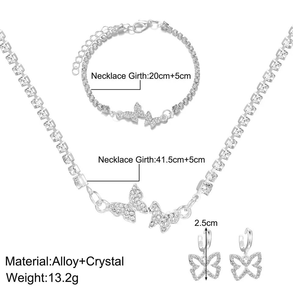 Butterfly Necklace, Bracelet, Earring Set