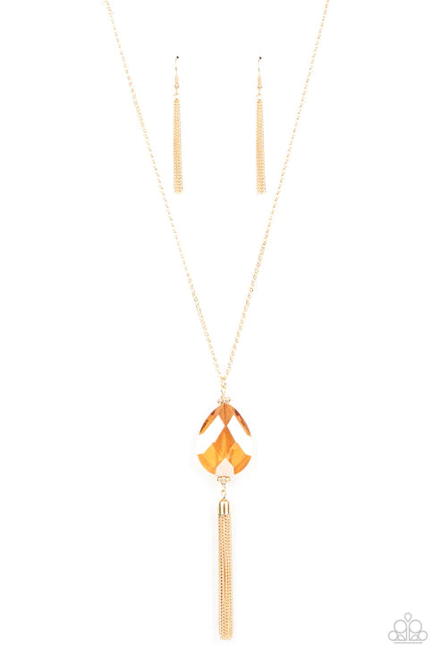 Paparazzi Interstellar Solstice Gold Long Necklace - P2RE-GDXX-389XX