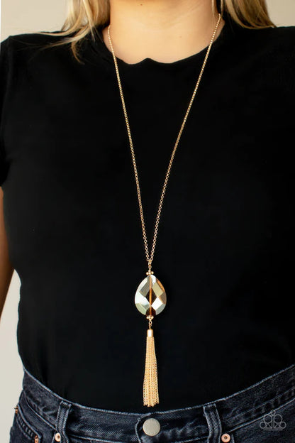 Paparazzi Interstellar Solstice Gold Long Necklace - P2RE-GDXX-389XX