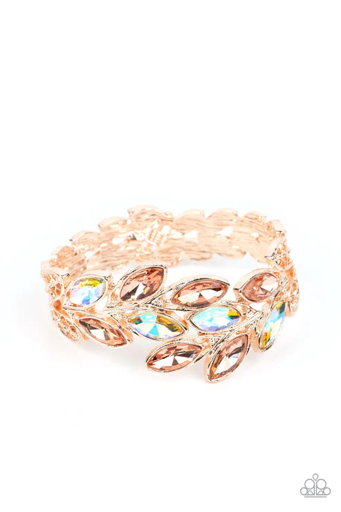 Paparazzi Luminous Laurels Rose Gold Hinge Cuff Bracelet - Life Of The  Party July 2023 - P9ST-GDRS-044XX