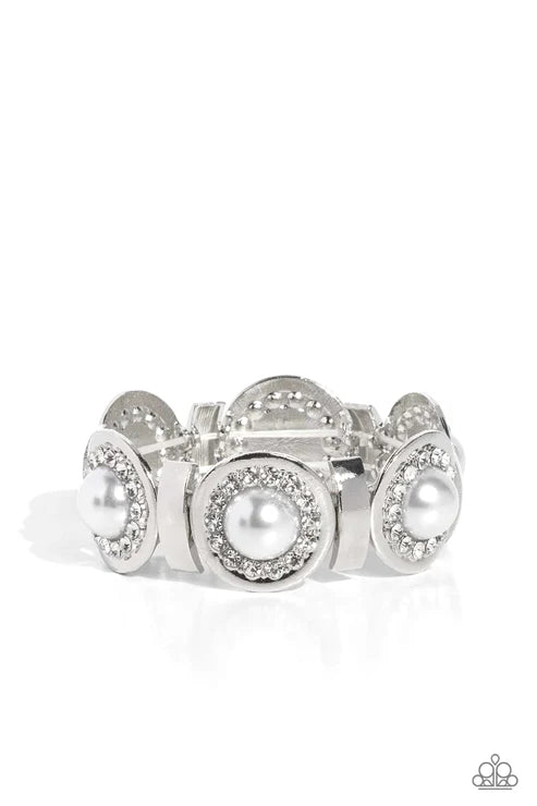 Paparazzi Summer Serenade White Stretch Bracelet - Life Of The Party June 2023 - P9ST-WTXX-041XX