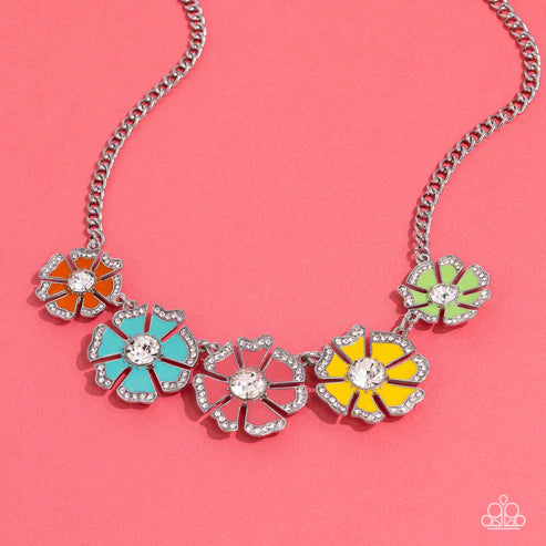 Paparazzi Playful Posies Multi Short Necklace - Life Of The Party July 2023 - P2ST-MTXX-119XX
